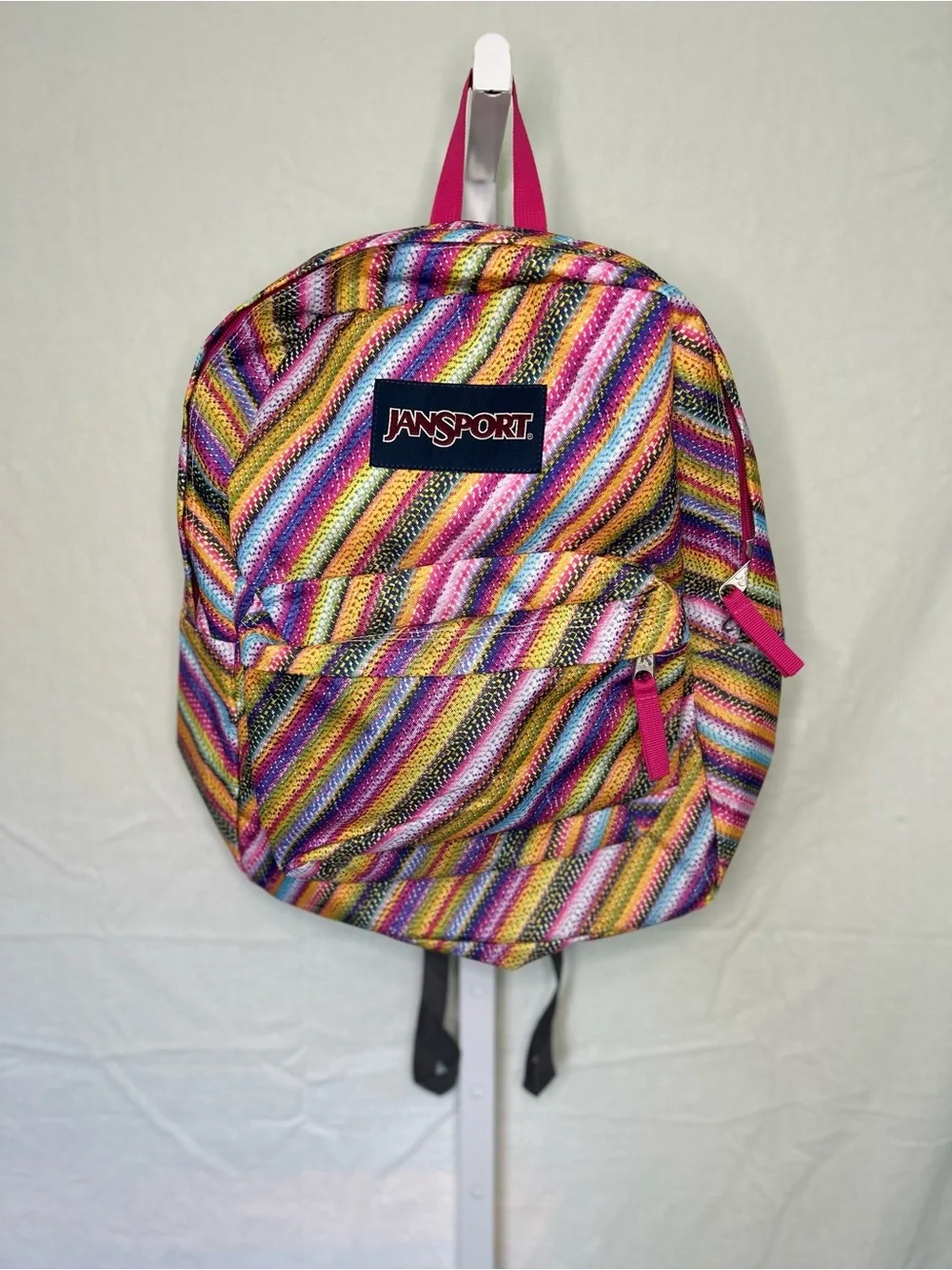 JanSport Superbreak Backpack Multi Texture Stripe Rainbow Colorful School Bag